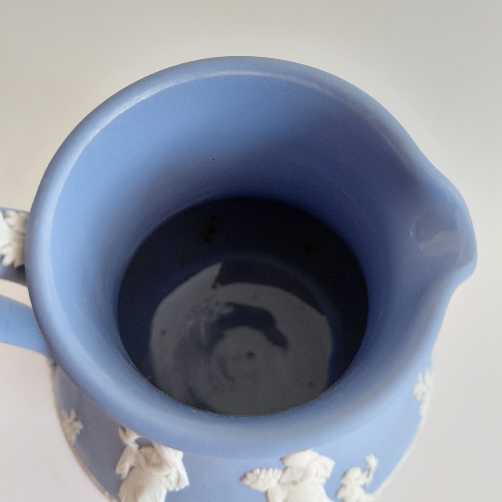 MC Antique Wedgwood Jasperware 5 " Tall Pitcher Etruscan Blue Classic - Picture 5 of 16